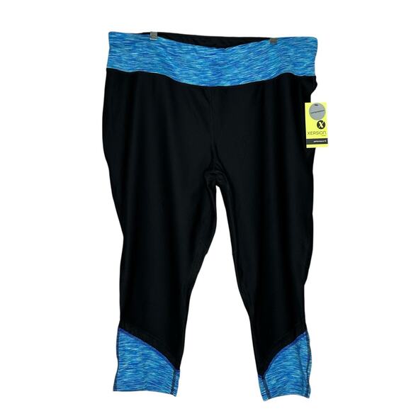 Xersion Black Cool Spacedye Performance Fit Fitted Capri Mid Rise Leggings 2X - Picture 1 of 6